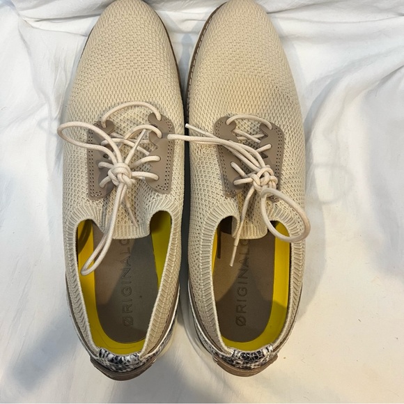 Cole Haan Original Grand Meridian Shoe Women 10 Oxford Oat/Snake Sneaker Loafer - Picture 4 of 10